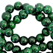 Glaskralen Drip-Line 8mm Zwart glitter groen